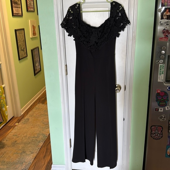 Valentine Pants - Valentine Black Lace Detail Trouser Jumpsuit Classic Beauty Runs Small Size L